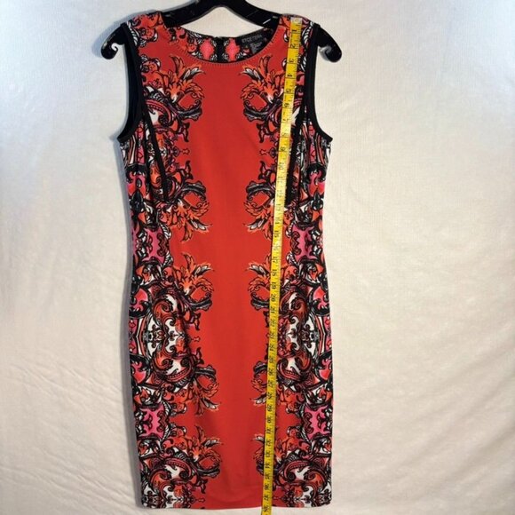 Etcetera Sleeveless Knee-Length Sheath Dress With Ornate Red & Black Floral Prin - Picture 5 of 16